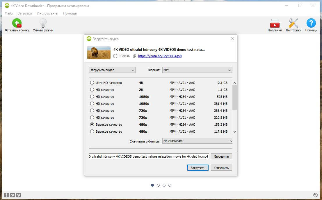 Скриншот программы 4K Video Downloader 3