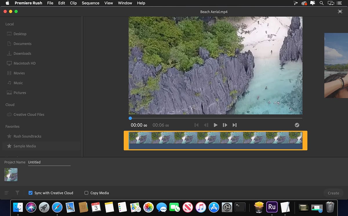 Скриншот программы Adobe Premiere Rush