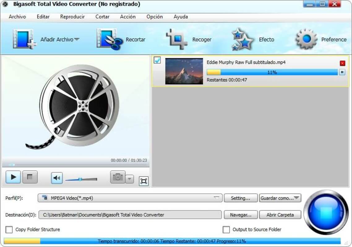 Скриншот 3 программы Bigasoft Total Video Converter