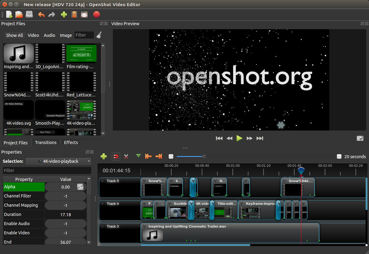 OpenShot  - программа для объединения видеороликов