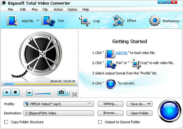Скриншот программы Bigasoft Total Video Converter