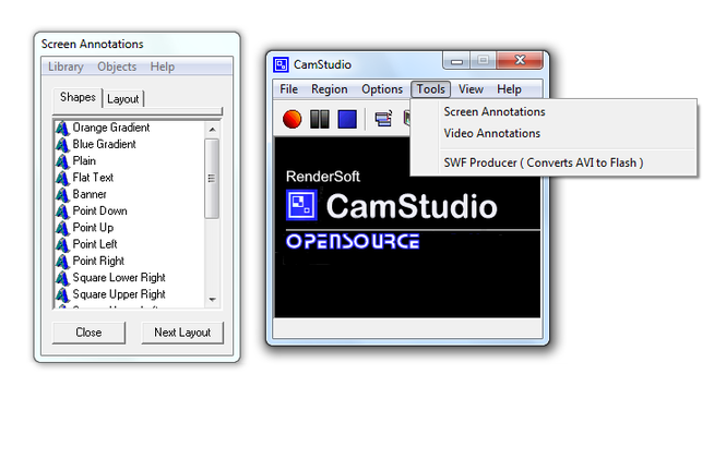 Скриншот программы Camstudio
