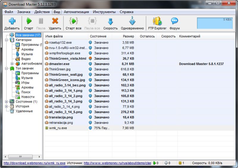 Скриншот программы Download Master 1