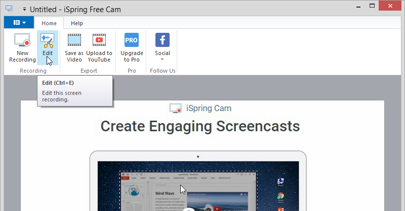 Скриншот программы ISpring Free Cam