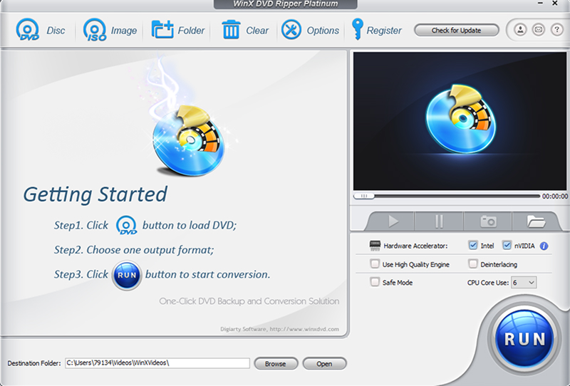 интерфейс программы WinX DVD Ripper