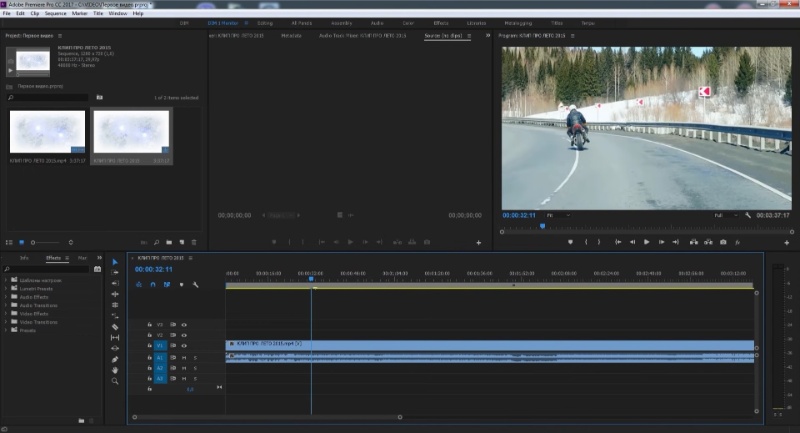 Скриншот интерфейса Adobe Premiere 4