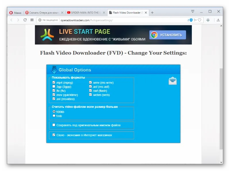 Скриншот интерфейса Download Video and Flash 2