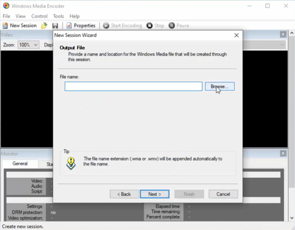 Скриншот программы Windows Media Encoder