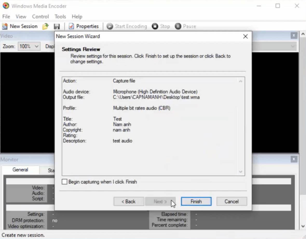 Скриншот программы Windows Media Encoder
