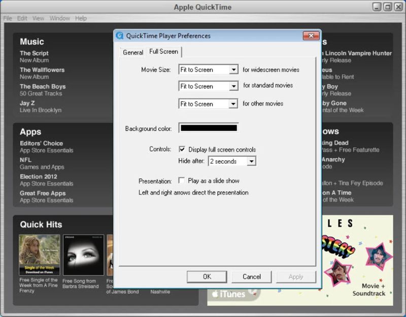 Скриншот интерфейса QuickTime Player 5