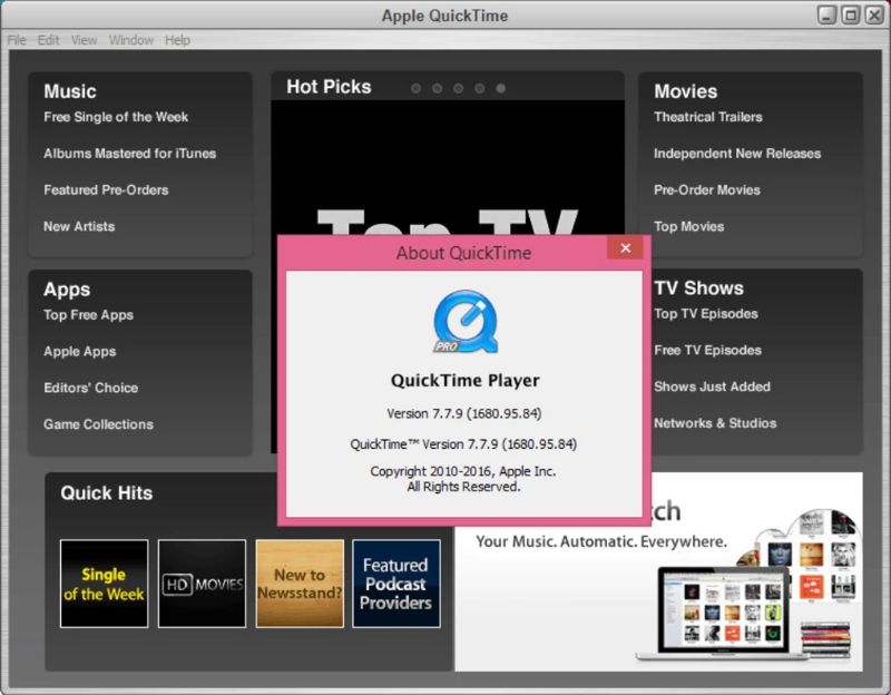 Скриншот интерфейса QuickTime Player 4