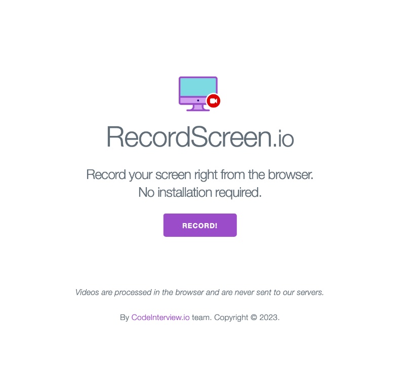 Скриншот интерфейса RecordScreen.io 1
