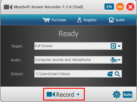 Как приступить в съёмке в программе UkeySoft Screen Recorder
