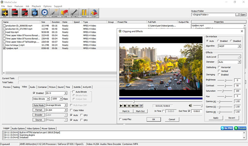 Скриншот программы сжатия видео MediaCoder