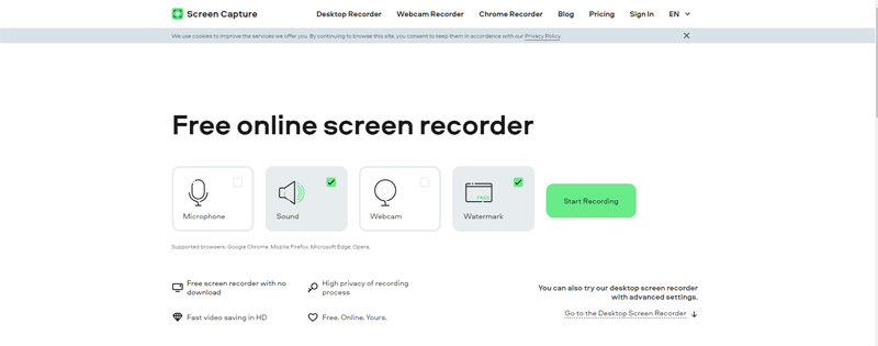 Скриншот онлайн-программы для записи видео с экрана 11