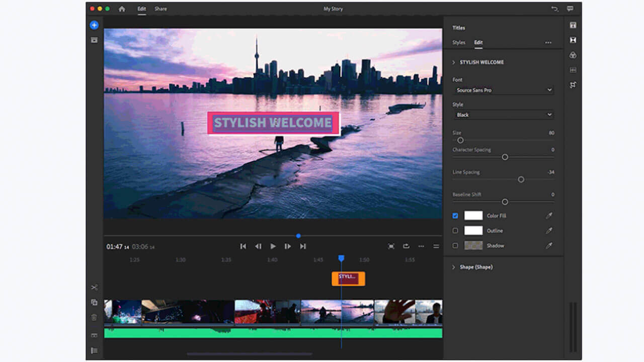 Скриншот программы Adobe Premiere Pro Rush - 5