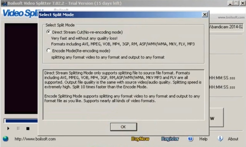 Скриншот интерфейса Boilsoft Video Cutter 1