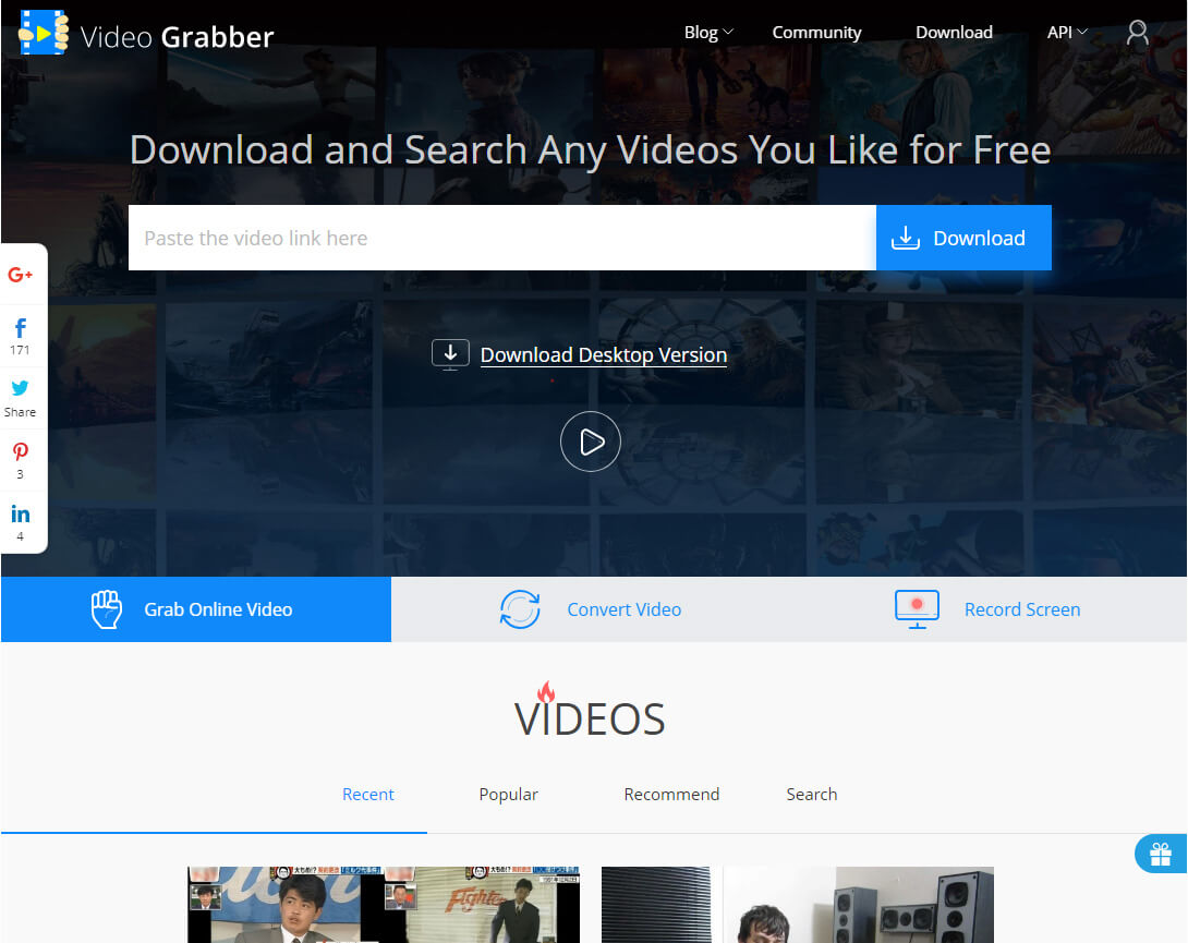 Скриншот программы Video Grabber

