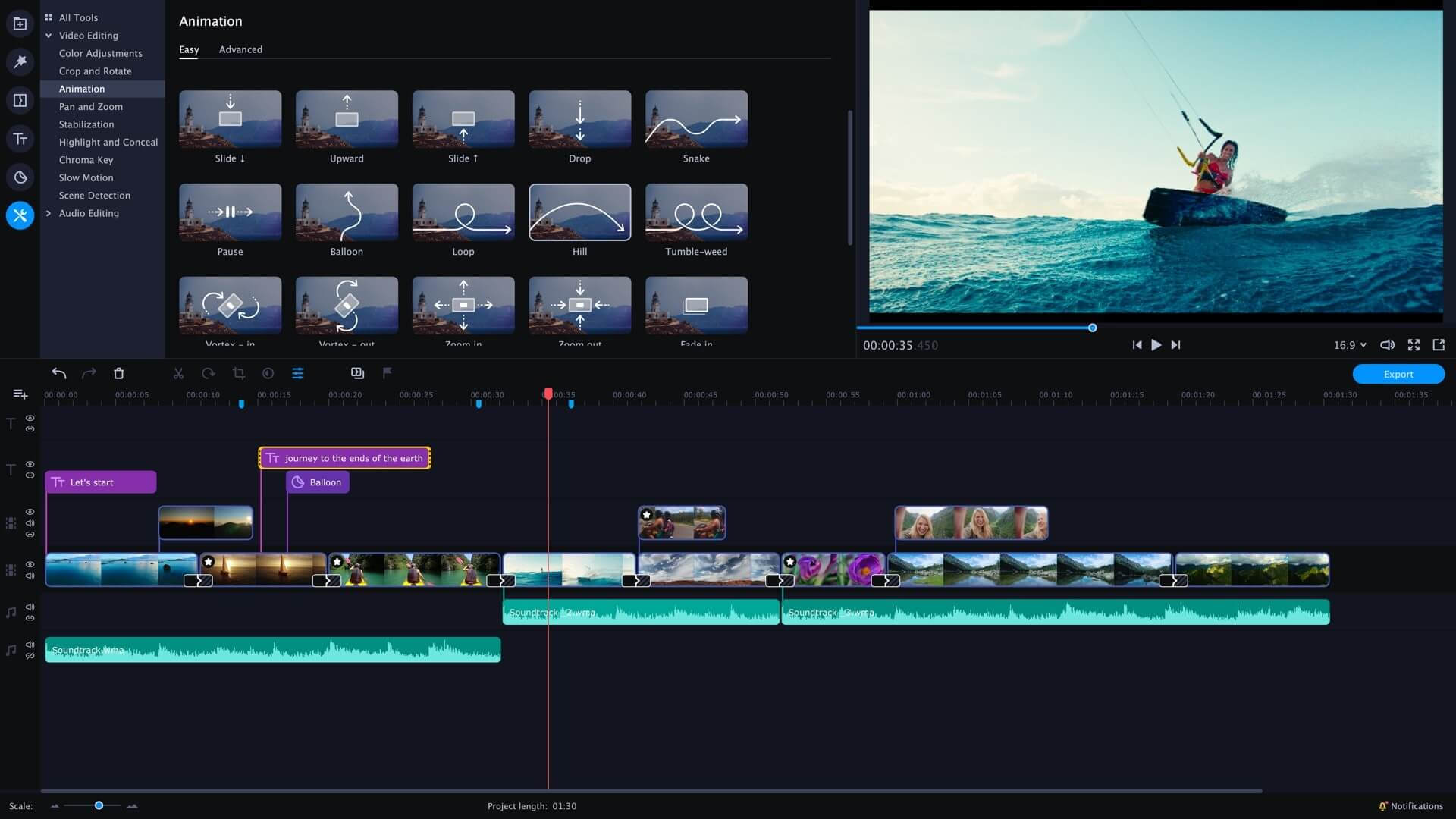 Скриншот программы Movavi Video Editor - 1