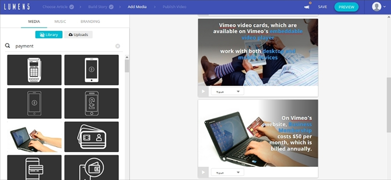 Интерфейс Lumen 5