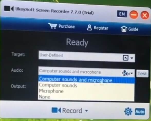 Как выбрать источник аудио для записи в программе UkeySoft Screen Recorder