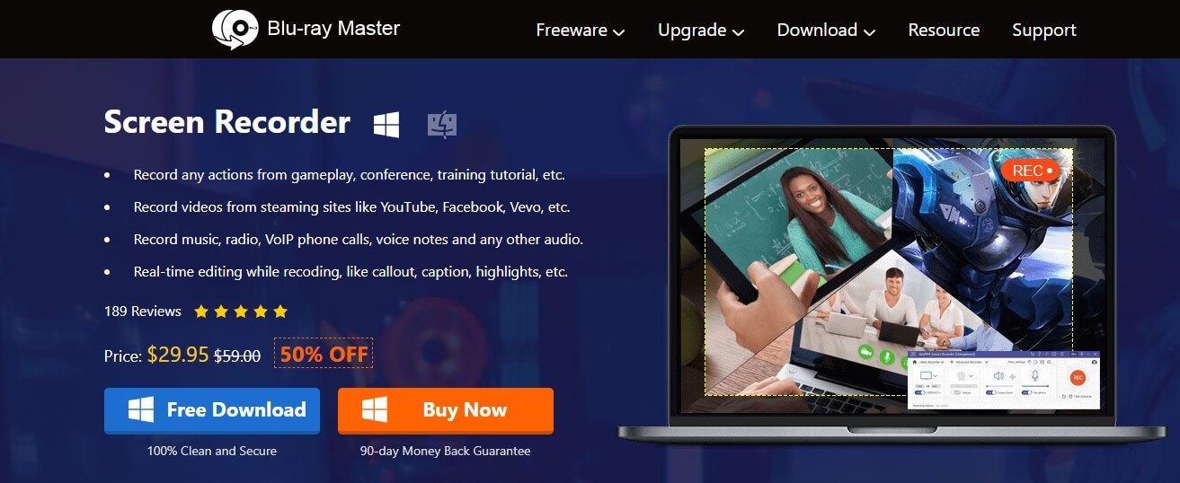 Blu-ray Master Screen Recorder тоже подходит для сохранения потоковых роликов
