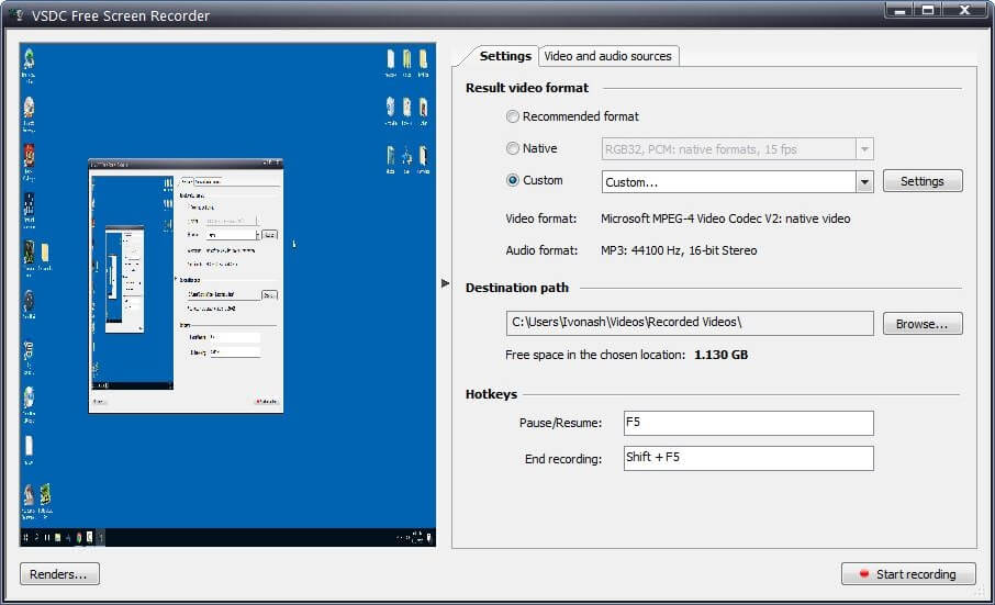 Скриншот программы VSDC Free Screen Recorder