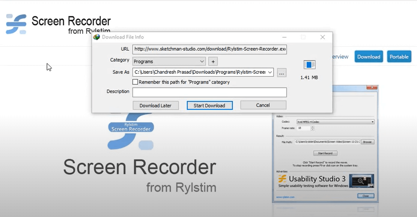 Скриншот программы Rylstim Screen Recorder