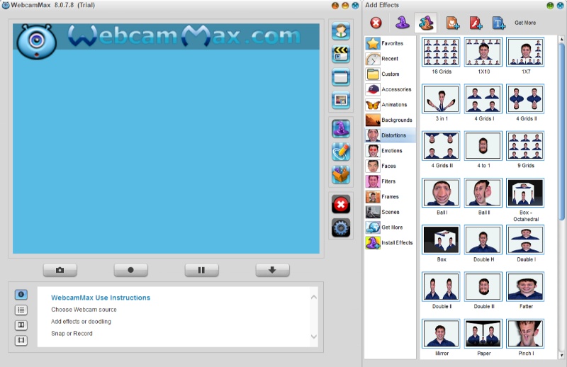 Скриншот интерфейса WebcamMax 1