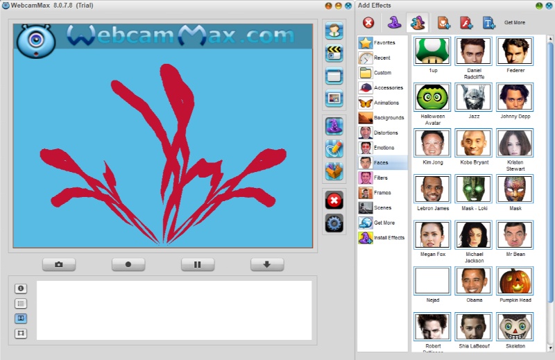 Скриншот интерфейса WebcamMax 5