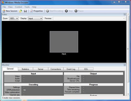Скриншот программы Windows Media Encoder 