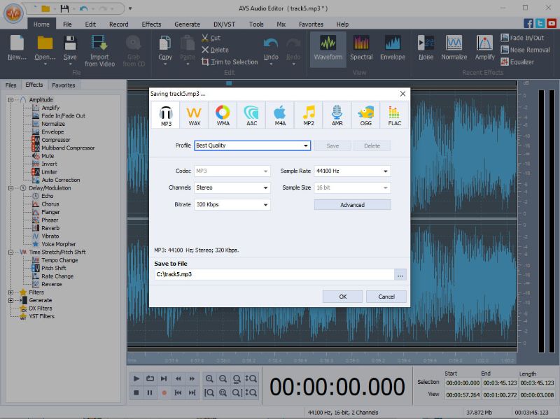 Скриншот интерфейса AVS Audio Editor 1
