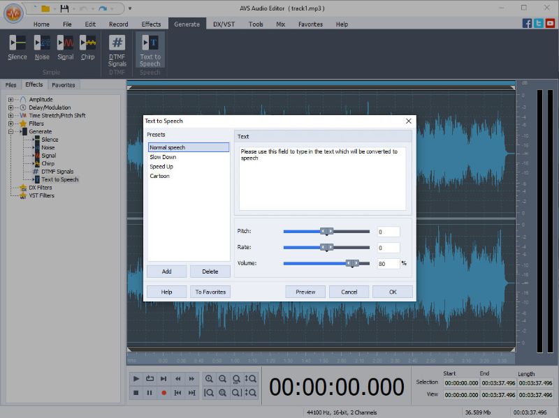 Скриншот интерфейса AVS Audio Editor 4