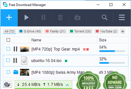 Скриншот программы Free download manager