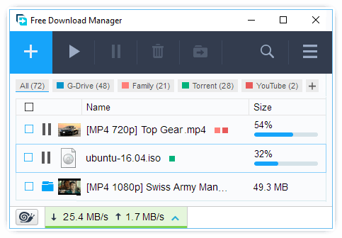 Скриншот программы Free download manager