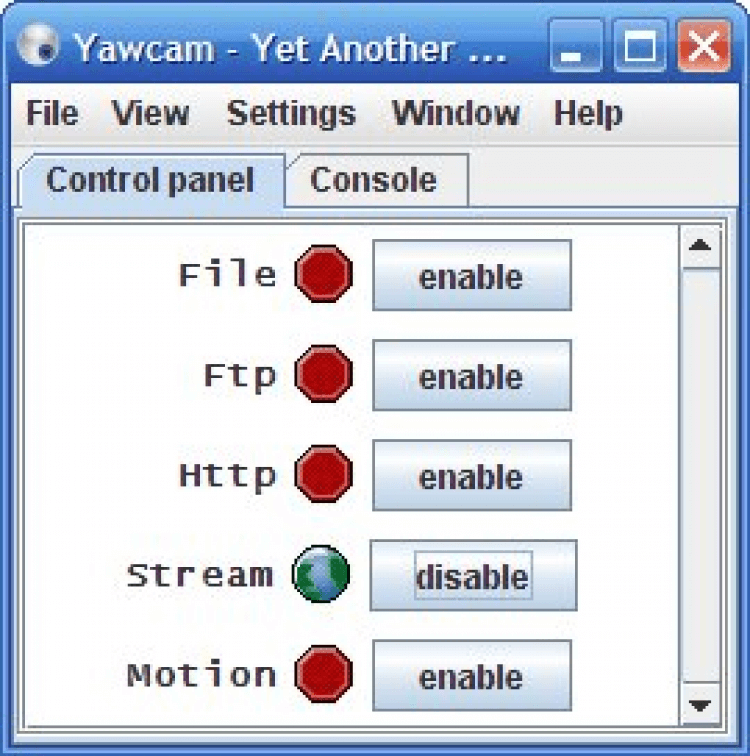Скриншот программы Yawcam