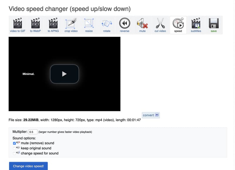 Скриншот программы для замедления видео 66