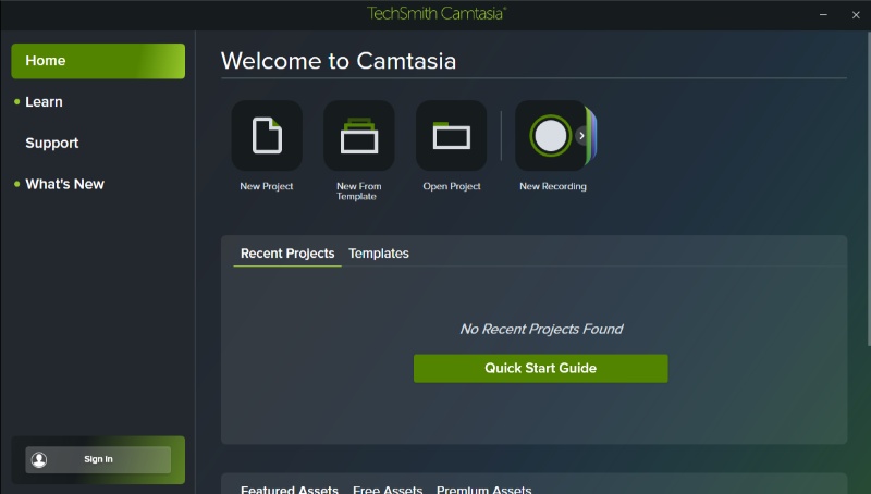 Скриншот интерфейса Camtasia Studio 1
