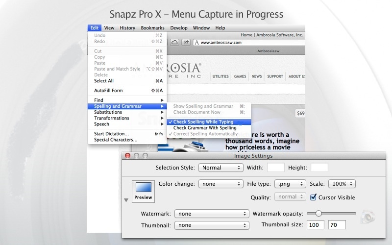 Скриншот интерфейса Snapz Pro X 2