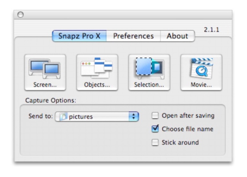 Скриншот интерфейса Snapz Pro X 4