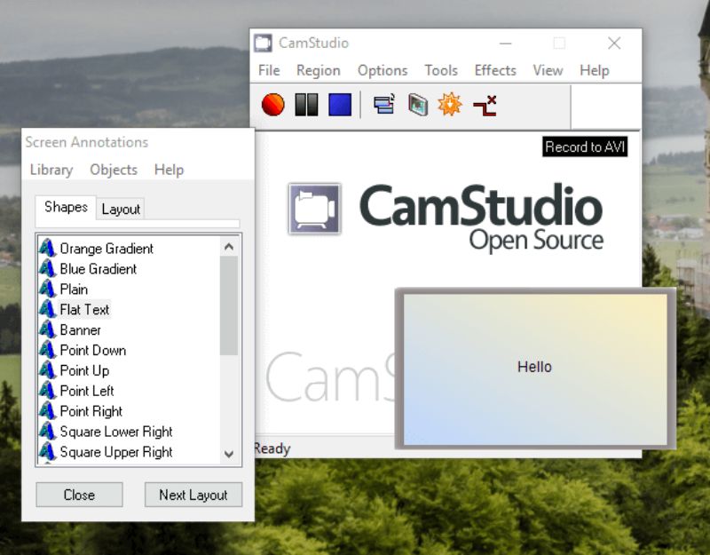 Скриншот интерфейса CamStudio 5