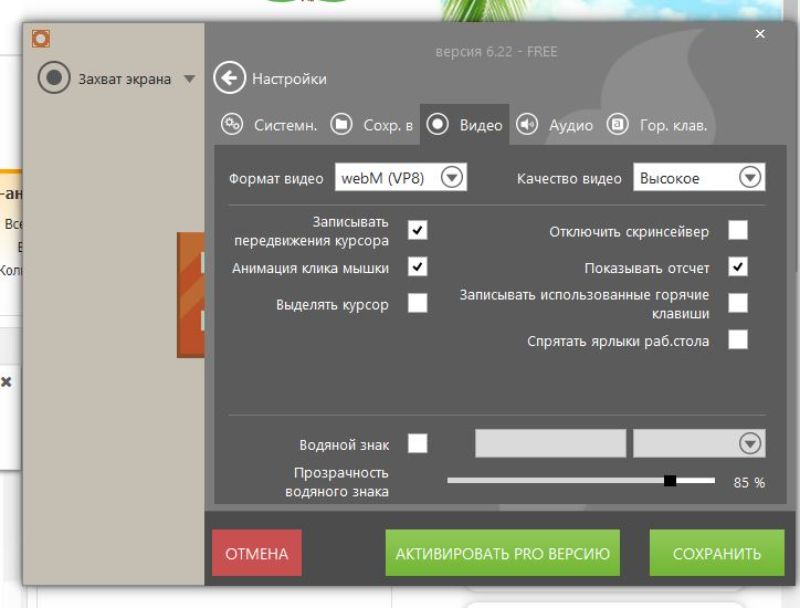 Скриншот интерфейса Icecream Screen Recorder 4