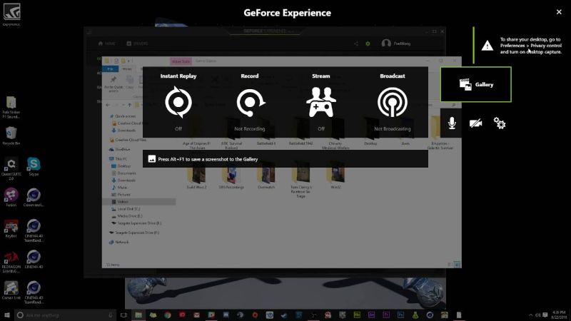 Скриншот интерфейса GeForce Experience 2