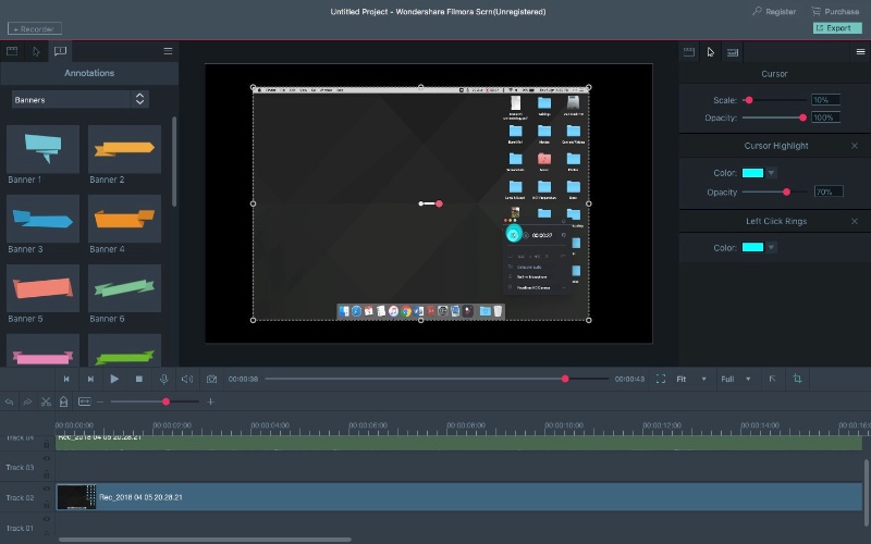 Скриншот интерфейса Filmora Screen Recorder 4