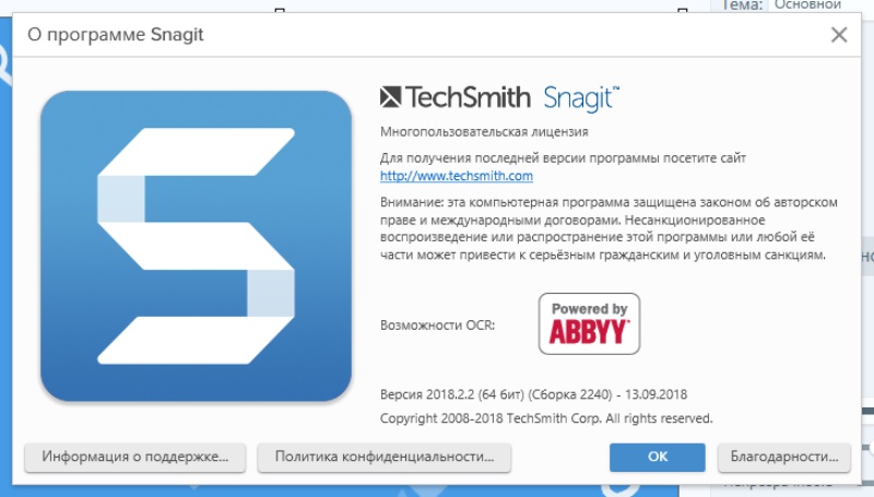 Скриншот интерфейса Snagit 4