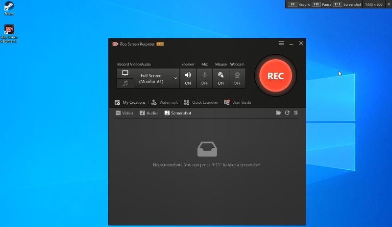 Скриншот интерфейса iTop Screen Recorder 4