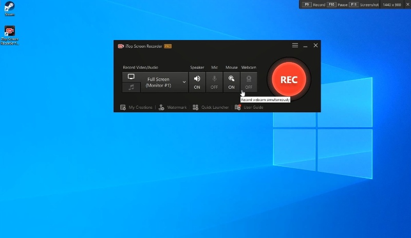 Скриншот интерфейса iTop Screen Recorder 5