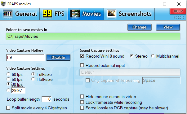 Скриншот программы для записи видео с игр