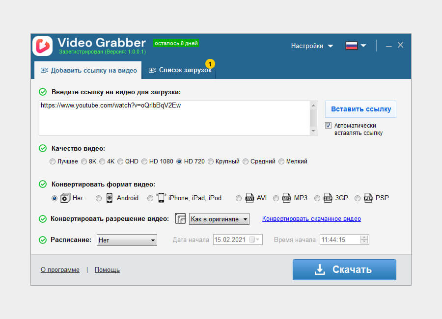 Скриншот программы Video Grabber 4