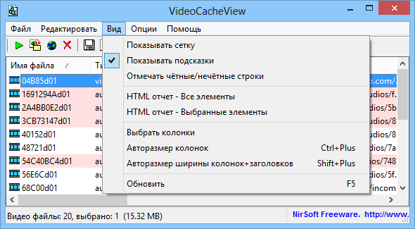 Скриншот программы VideoCacheView 5